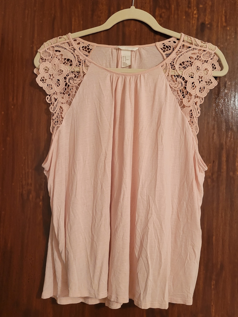 H&M Light Pink Crochet-Shoulder Tank Top